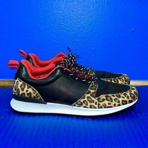 Size 11- Men’s ALDO Leopard Faux Fur Shoes Sneakers Black/Red NEW RARE